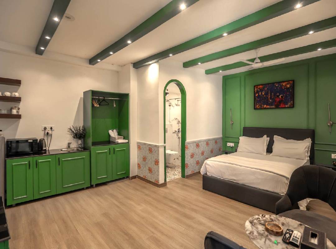 Bedroom with private jacuzzi tub at Casa Inali, Hauz Khas Village
