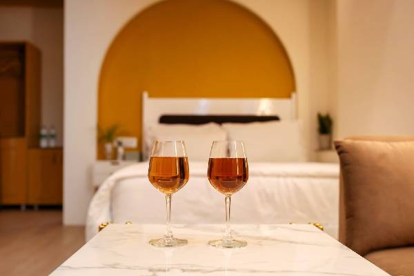 Bedroom setup at Casa Inali for group and party stays in Hauz Khas